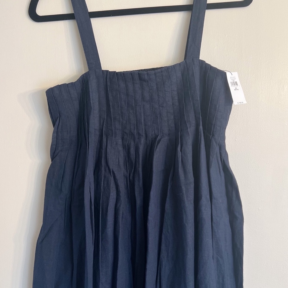 NWT Bananna Republic Factory Linen-Blend Drapey Midi Dress - Navy - XSP - Picture 5 of 6